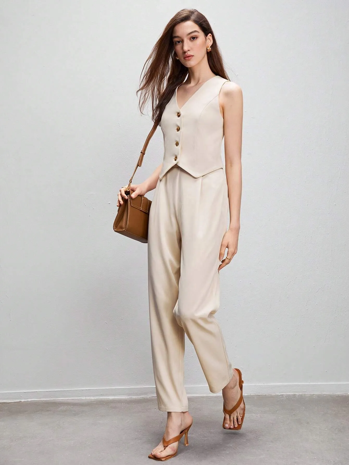 SHEIN BIZwear Button Front Vest Blazer & Pants