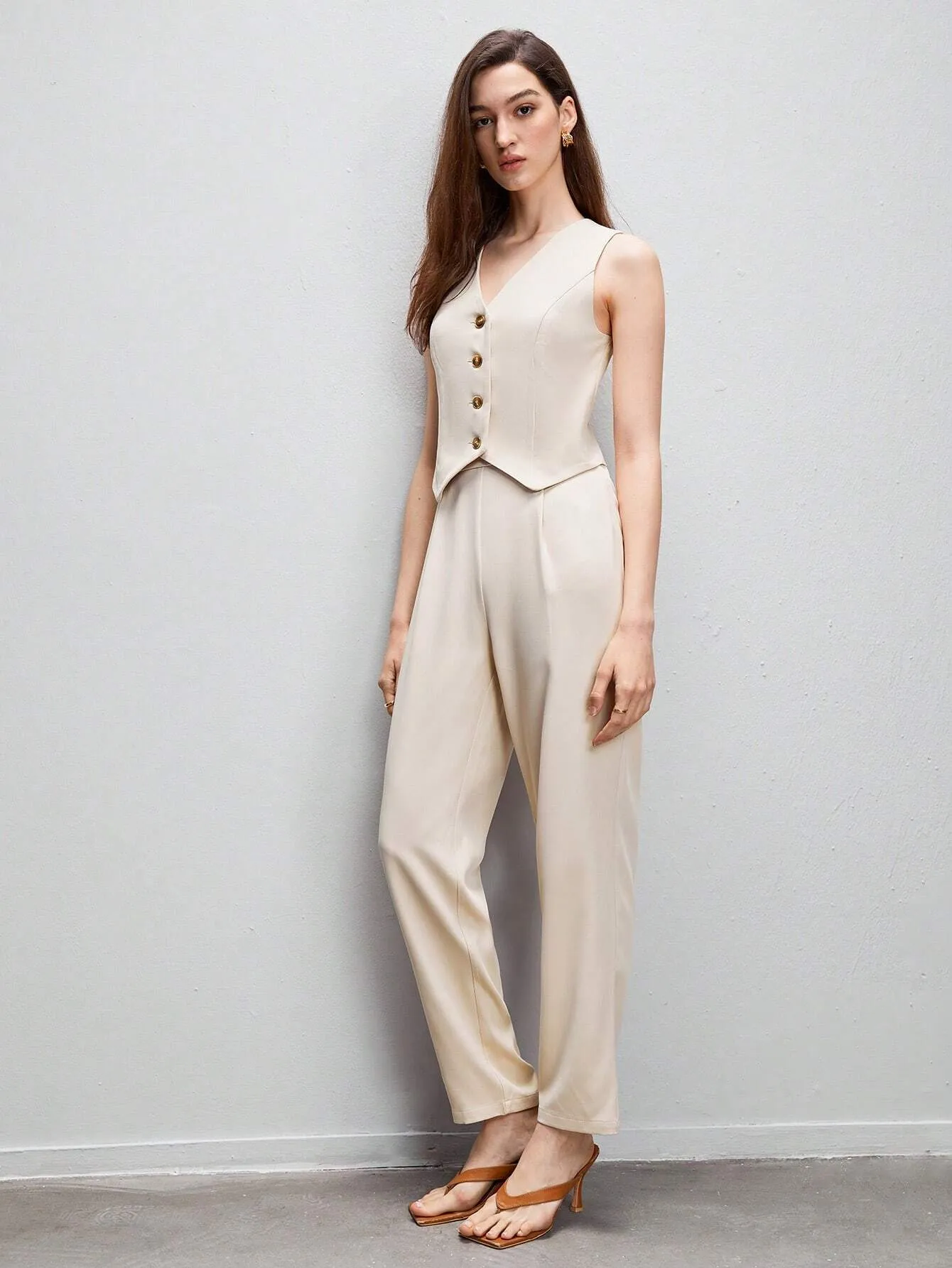 SHEIN BIZwear Button Front Vest Blazer & Pants