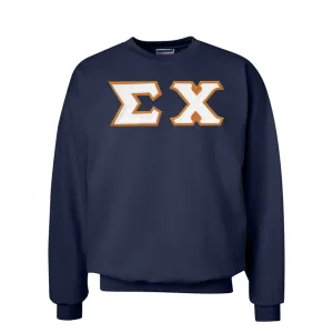 Sigma Chi Navy Crew Neck Sweatshirt with Sewn On Letters