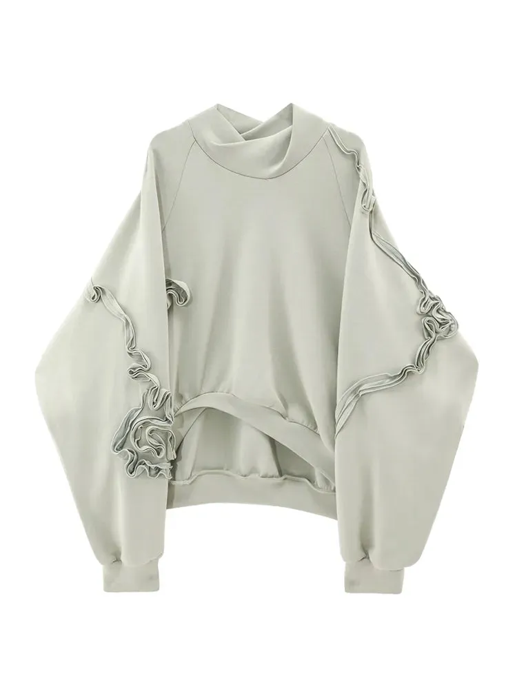 Solid Pullover Casual Sweatshirts For Women Stand Neck Long Sleeves Designer Loose Sweatshirt Female Fashion 2023