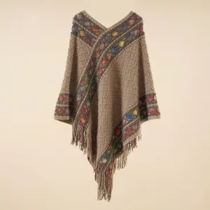 Spring and Autumn New Loose Pullover Knitted Shawl Ethnic Style Pullover Cape