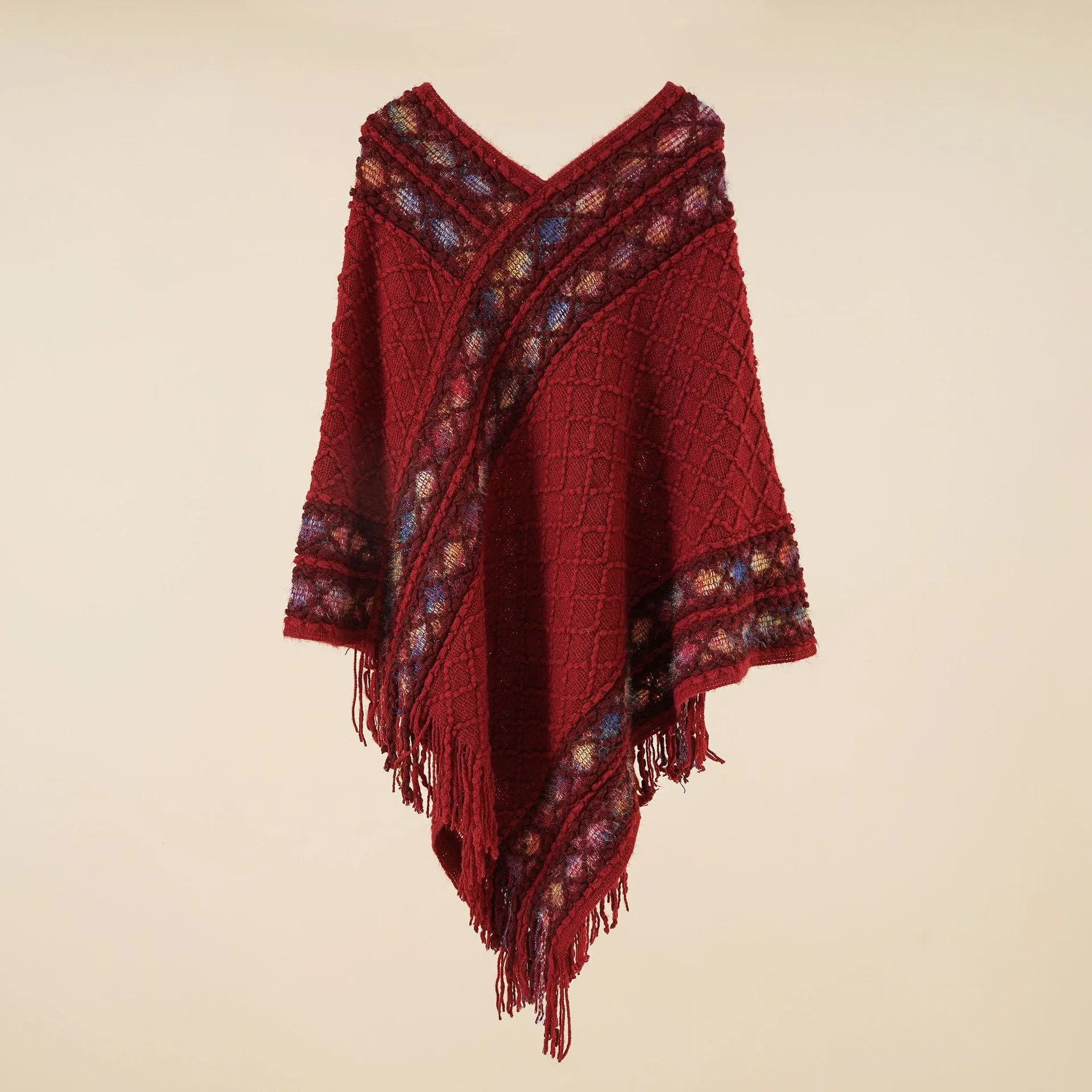 Spring and Autumn New Loose Pullover Knitted Shawl Ethnic Style Pullover Cape