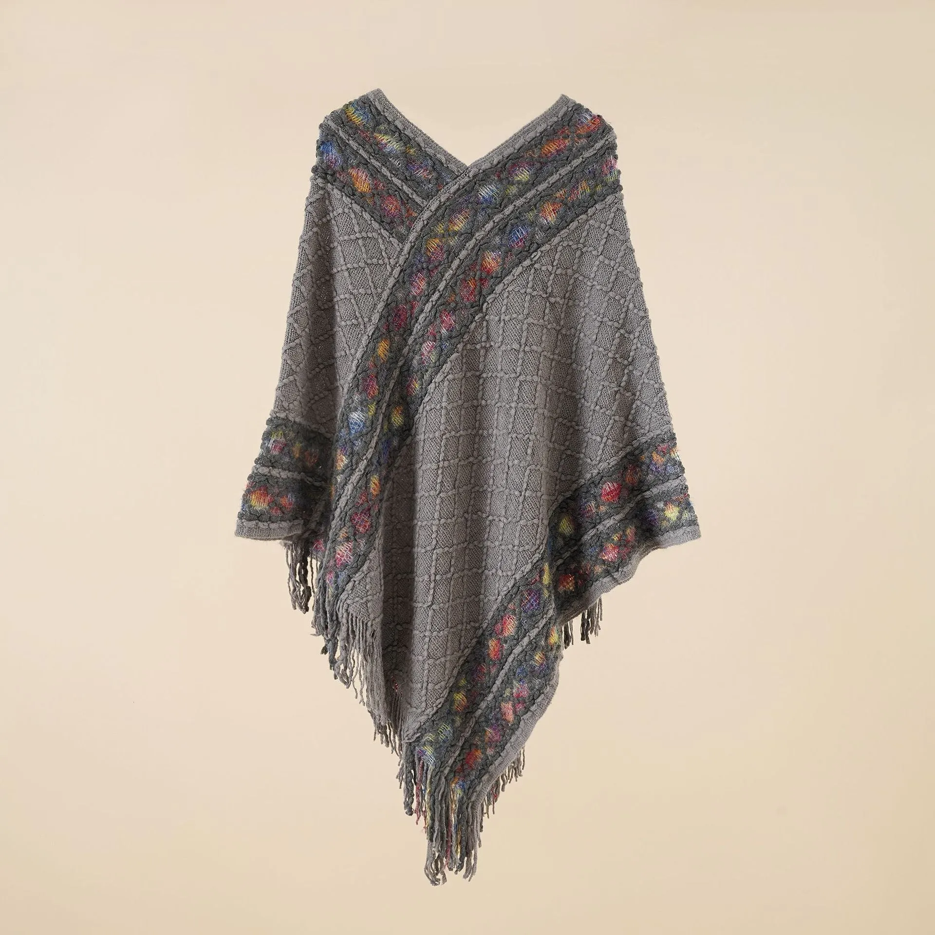 Spring and Autumn New Loose Pullover Knitted Shawl Ethnic Style Pullover Cape