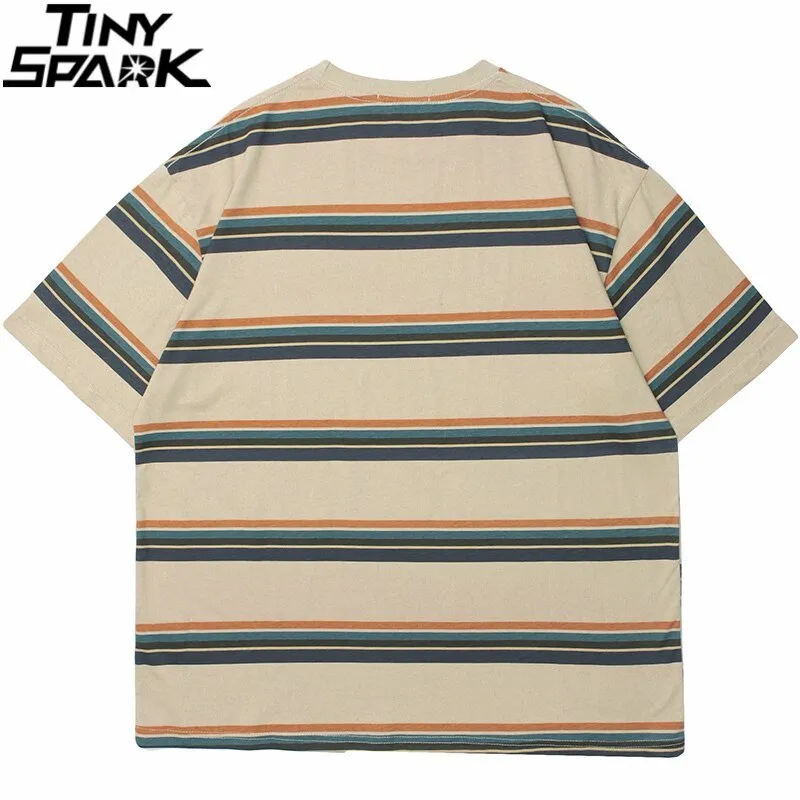 Streetwear Striped Print T-Shirt