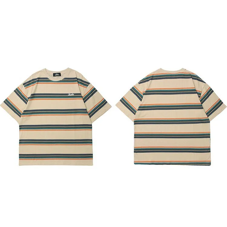 Streetwear Striped Print T-Shirt