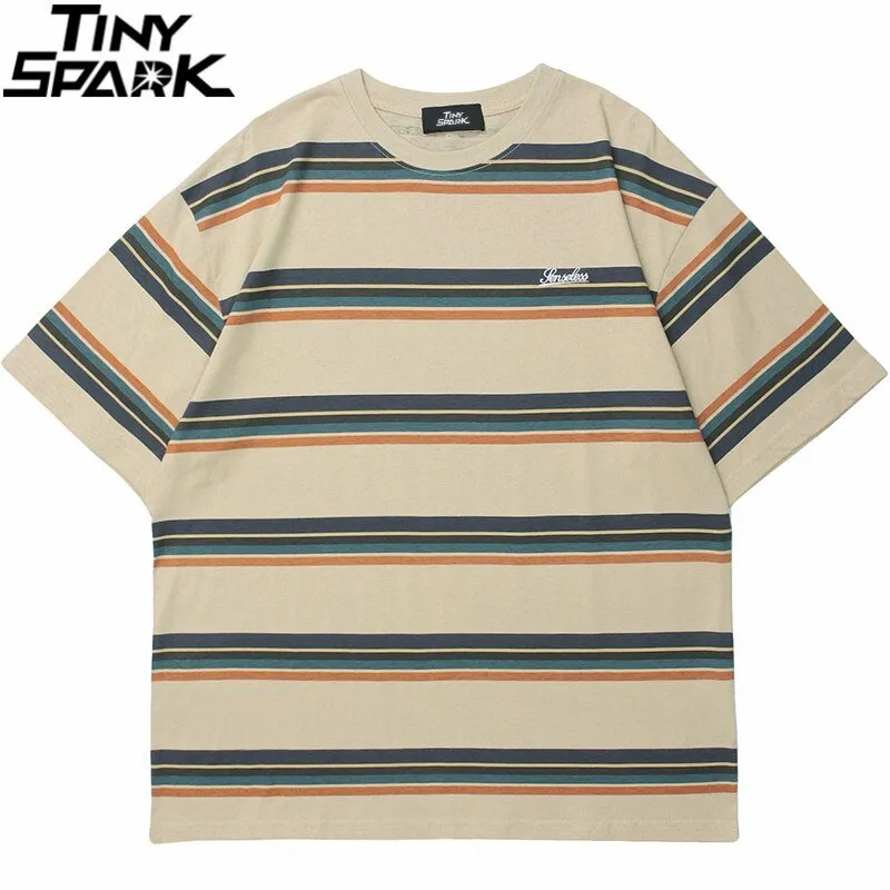 Streetwear Striped Print T-Shirt