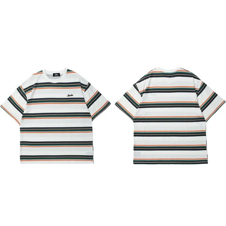 Streetwear Striped Print T-Shirt