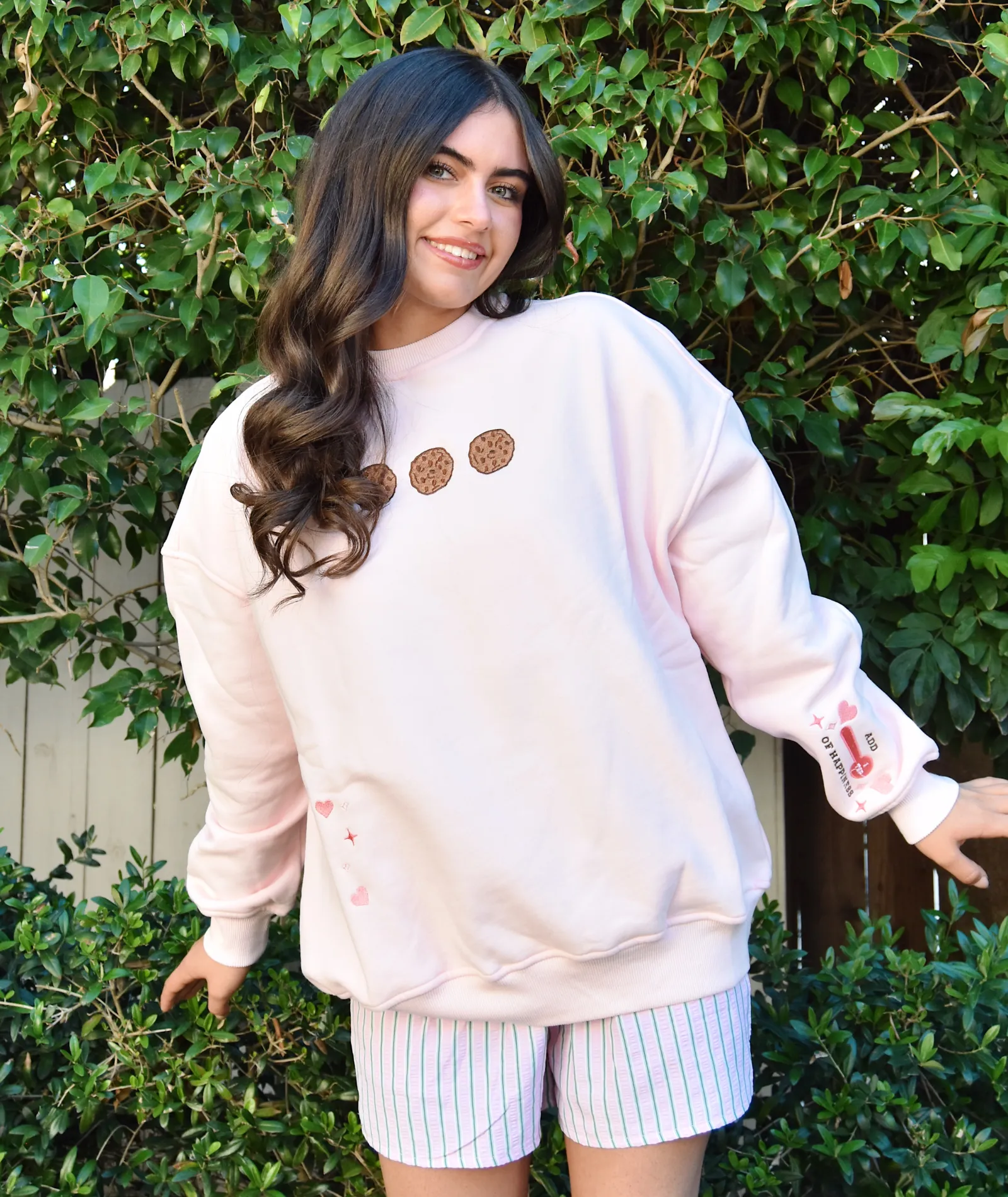 Sunkissed Coconut Juniors Embroidered Chocolate Chip Cookie Recipe Sweatshirt