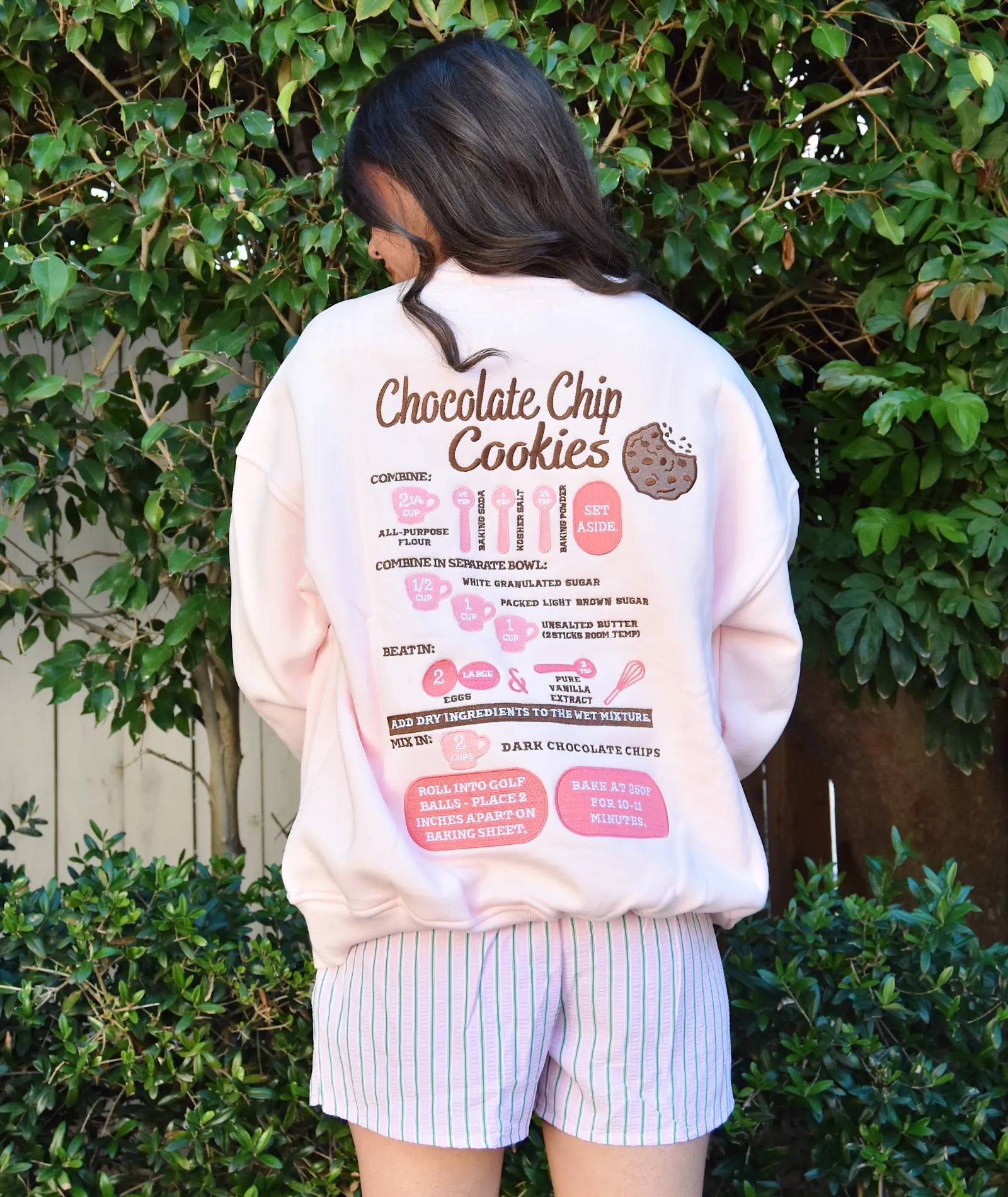 Sunkissed Coconut Juniors Embroidered Chocolate Chip Cookie Recipe Sweatshirt