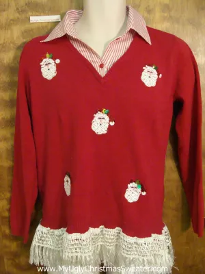 Super Funny Red Corny Christmas Sweater Pullover