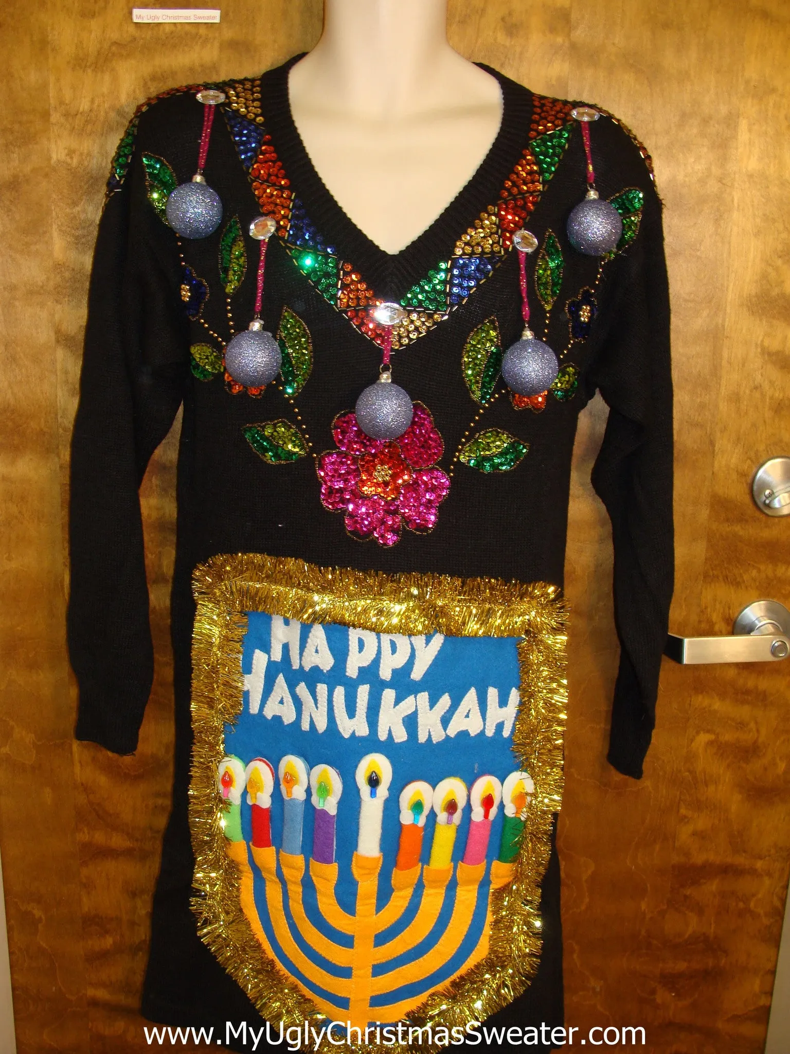 Tacky 80s Bling Holiday Sweater Party Hanukkah Dress Size L