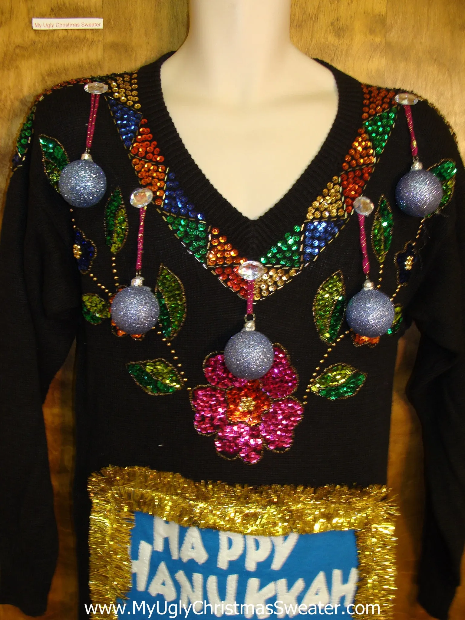 Tacky 80s Bling Holiday Sweater Party Hanukkah Dress Size L