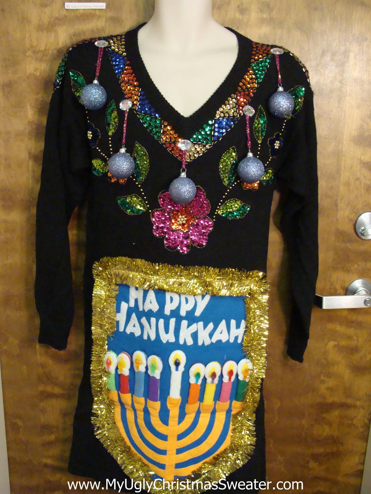 Tacky 80s Bling Holiday Sweater Party Hanukkah Dress Size L