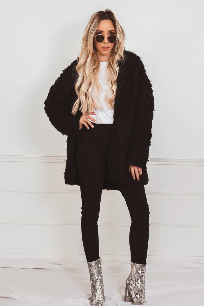 Teddy Bear Fur Coat - Black