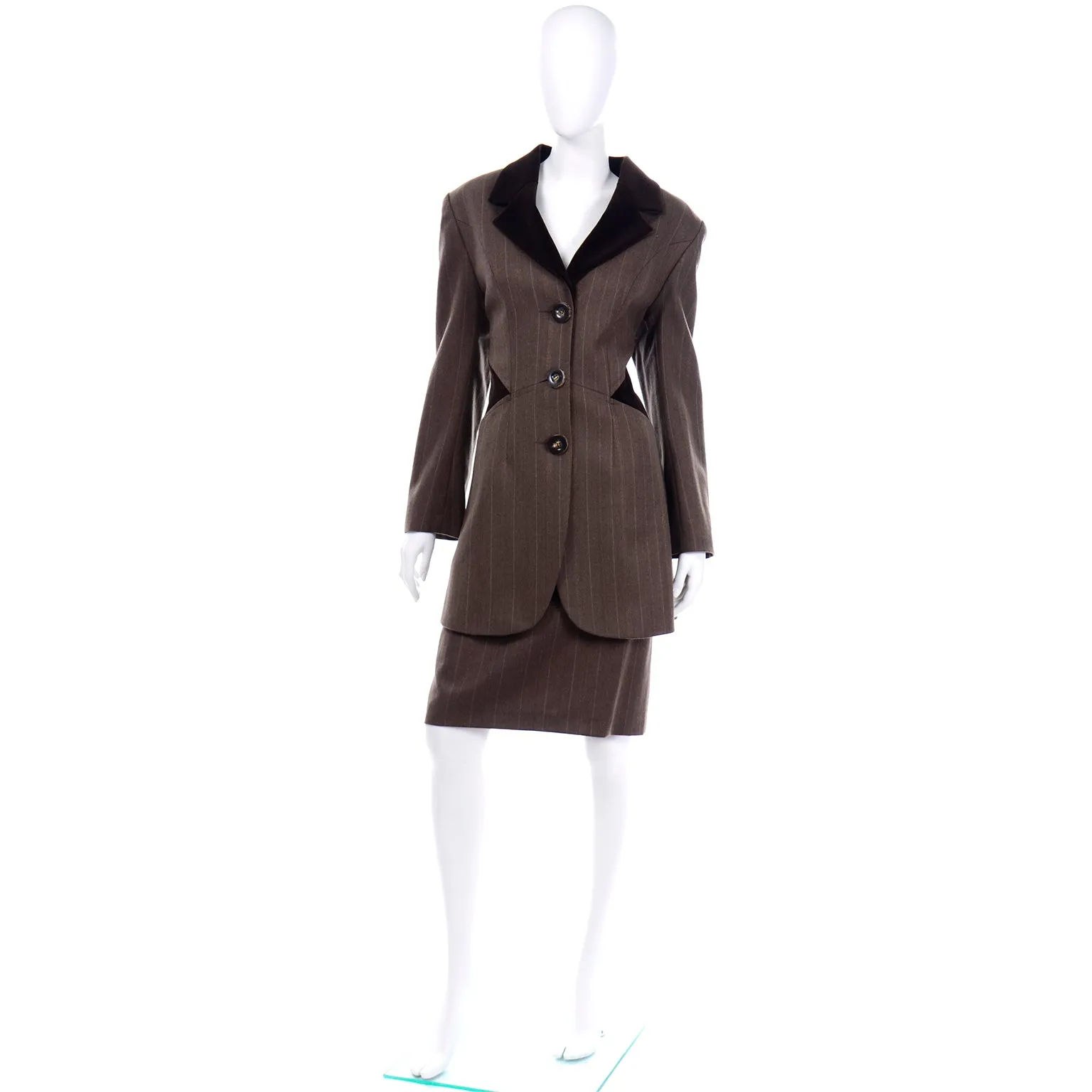 Tomasz Starzewski Vintage Equestrian Style Brown Jacket And Skirt Suit