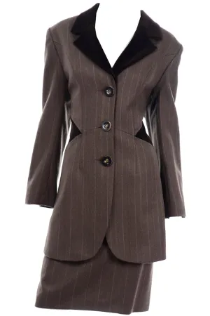 Tomasz Starzewski Vintage Equestrian Style Brown Jacket And Skirt Suit