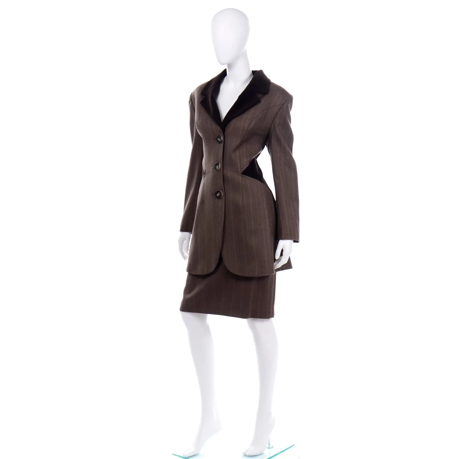 Tomasz Starzewski Vintage Equestrian Style Brown Jacket And Skirt Suit