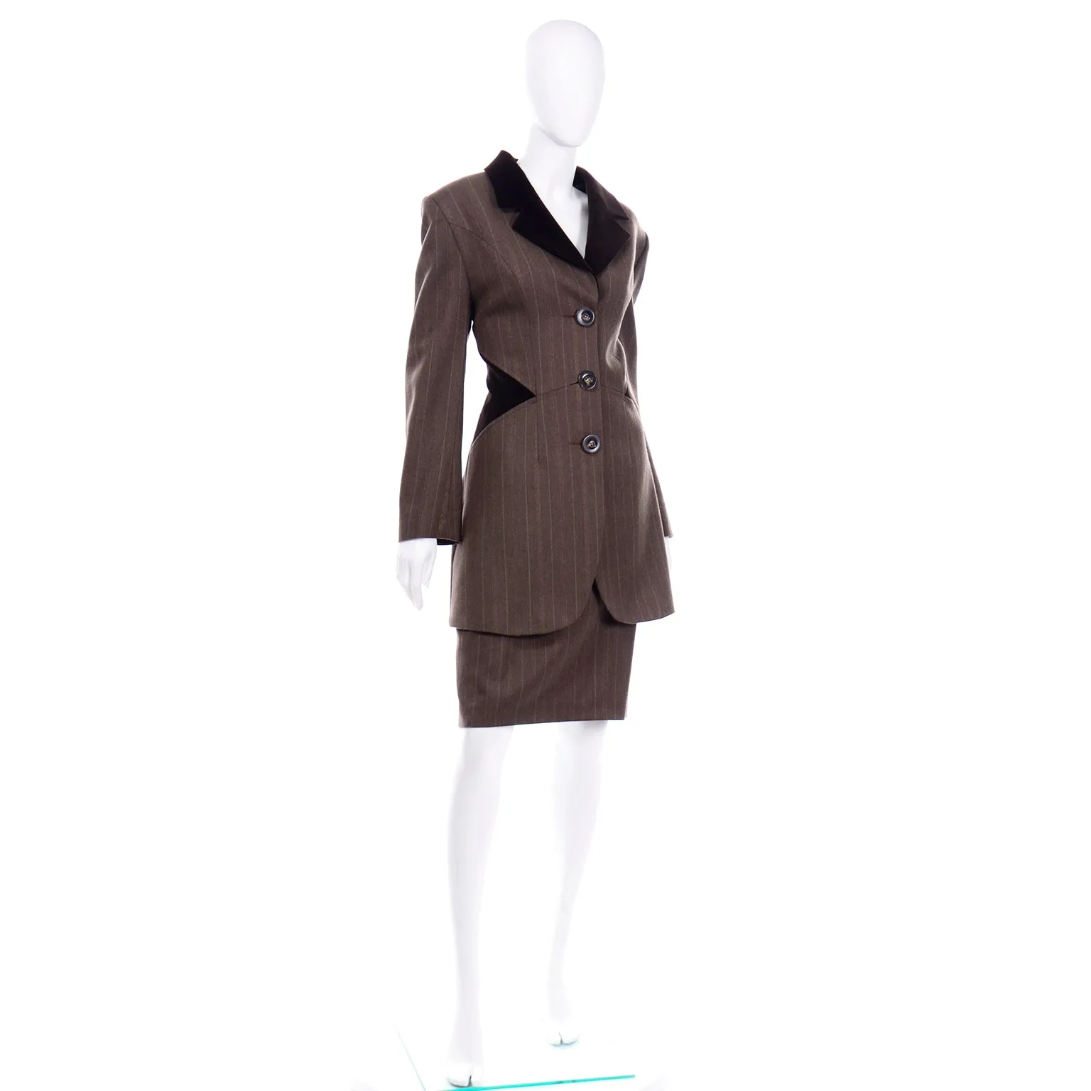 Tomasz Starzewski Vintage Equestrian Style Brown Jacket And Skirt Suit