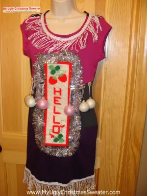 Ugly Christmas Sweater Party Tacky Dress with Ornaments (d40)