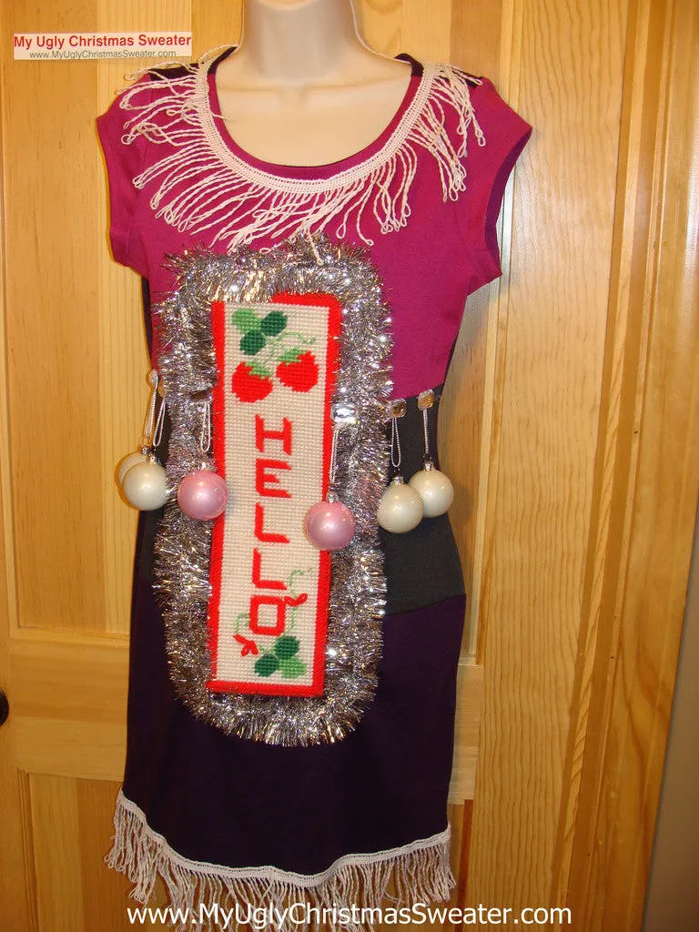 Ugly Christmas Sweater Party Tacky Dress with Ornaments (d40)