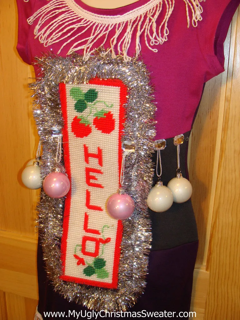 Ugly Christmas Sweater Party Tacky Dress with Ornaments (d40)