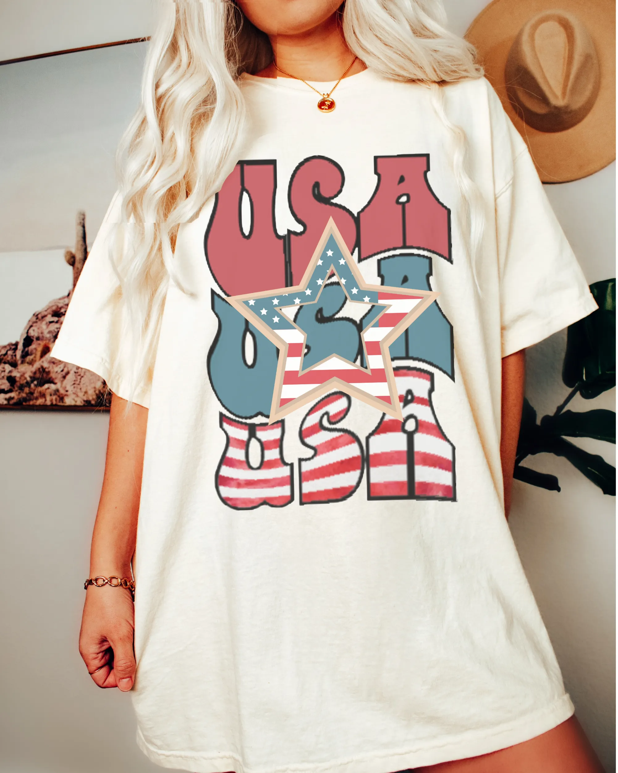 USA 4th of July Comfort Colors® Shirt, Trendy Women's T-Shirt, Garment Dyed, Retro Inspired T-Shirt