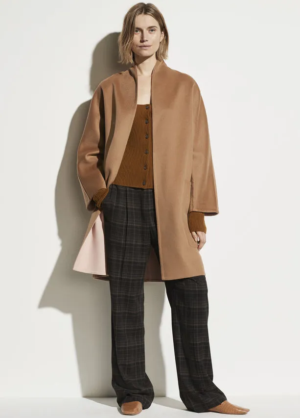 Vince Oak/Petal Reversible Collarless Coat