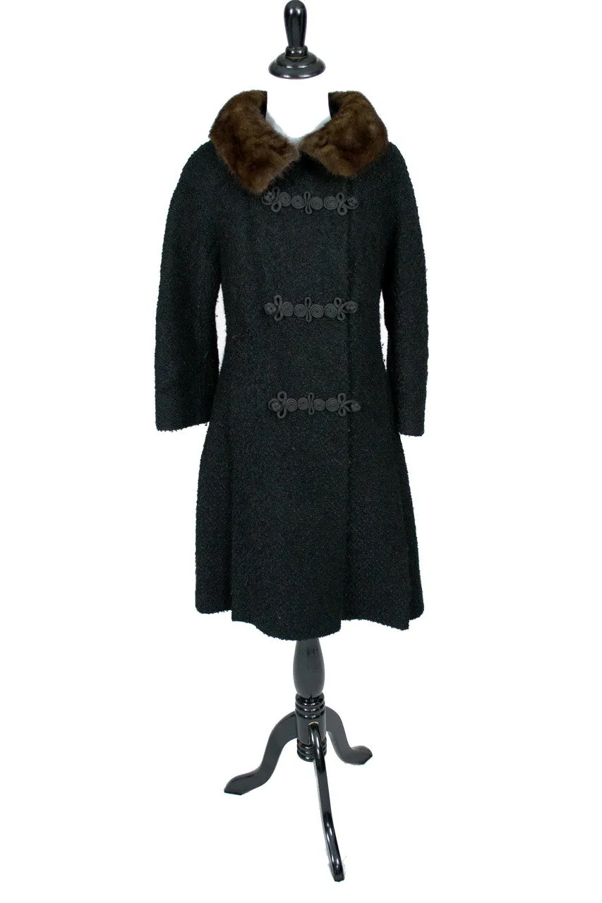 Vintage Lambswool Coat Mink Collar Hockanum Miller Sharkey