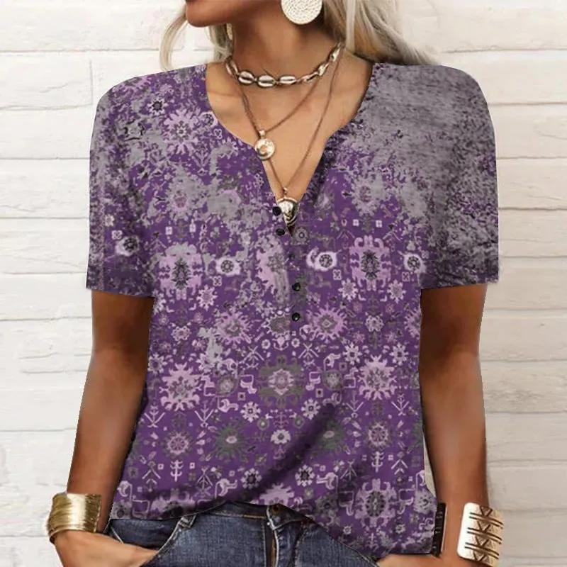 Women's Short-sleeved Printed Ethnic Fashion T-shirt